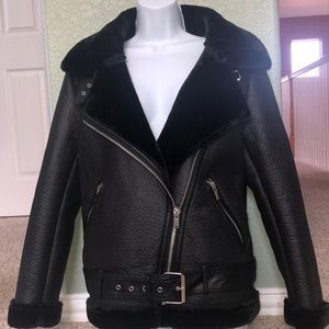 For The Republic Faux Leather/ Fur Bomber Jacket